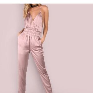 Dusty Pink Satin Jumpsuit